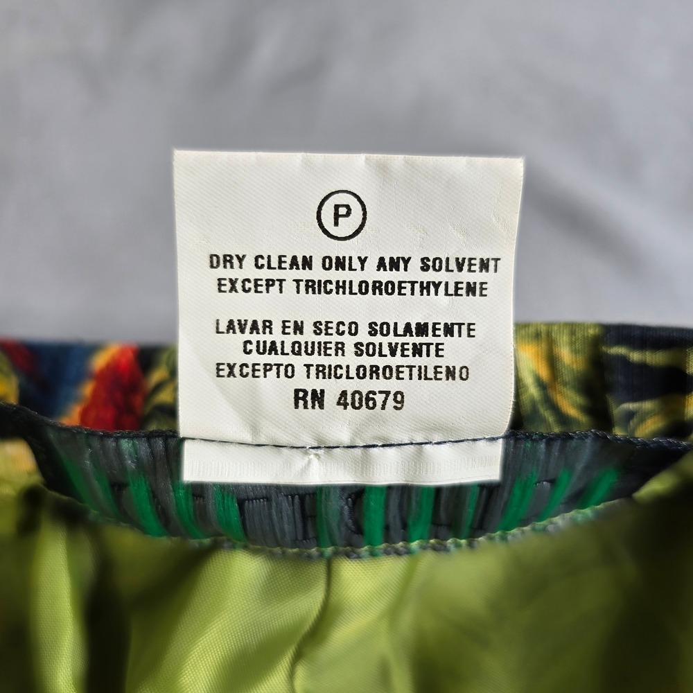 Herve‎ Benard Collection Silk Capri Pants Woman 12 Green Tropical Parrot Print - Picture 9 of 11